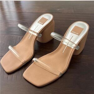 Dolce Vita Tan Heeled Sandals with Clear Straps